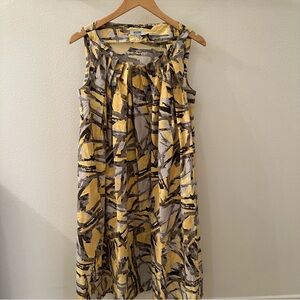 Moschino Yellow and Grey Abstract Sleeveless Dress Size 10
